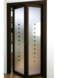 Складные двери гармошка с матовым стеклом Ангарск